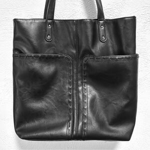 Vintage Black Leather Tote Bag
